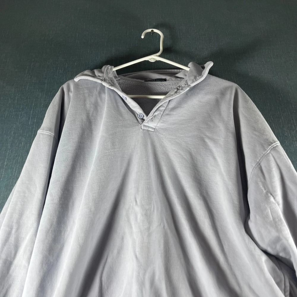 Brandy Melville Women's Top over-sized Grayish/Purple Button Collar Pullover